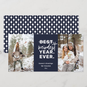 Weirdest Year Ever Holiday Humour Blue Card
