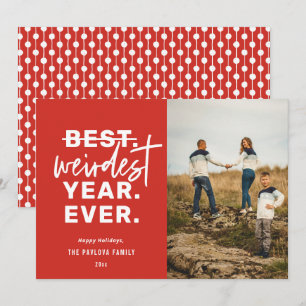 Weirdest Year Ever Humour Red Holiday Card