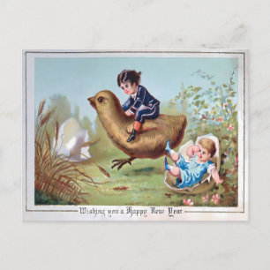 Weirdly Charming Vintage New Year Postcard