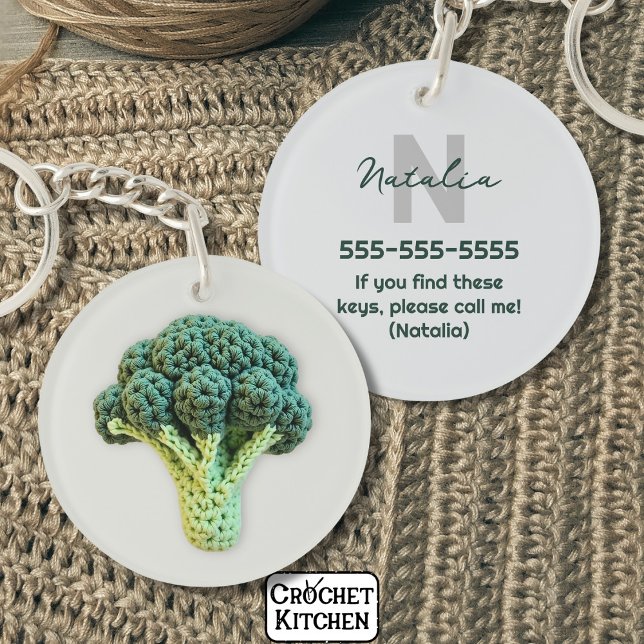Weirdly Elegant Minimalist Crochet Broccoli Name  Keychain (Creator Uploaded)