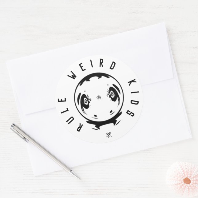 Weirdness motto (weird kids rule) 1 classic round sticker (Envelope)