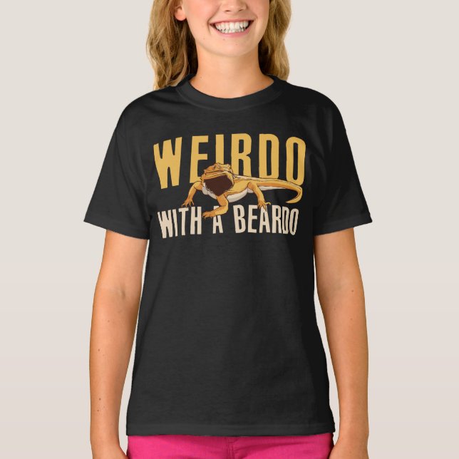 Weirdo With A Beardo  Lizard Reptiles T-Shirt (Front)
