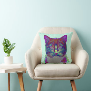Weirdy Cat Throw Pillow