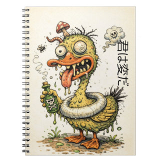 Weired duck drinking strange drink notebook