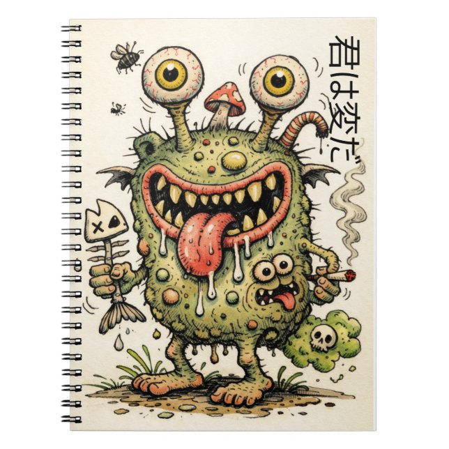 Weired thing Monter cartoon drawing boys 君は変だ Notebook (Front)