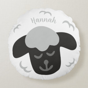 Weißes Schaf - personalisierbares Kinderkissen Round Pillow