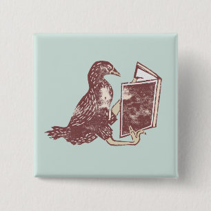 Weka Bird Reading a book 2 Inch Square Button