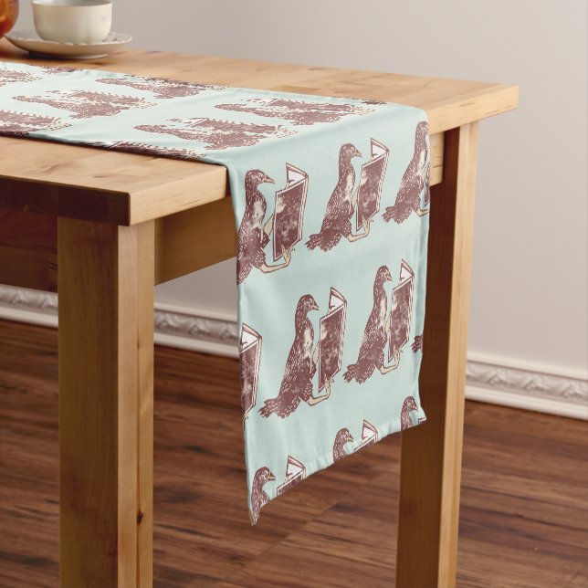 Weka Bird Reading a book Short Table Runner (In Situ)