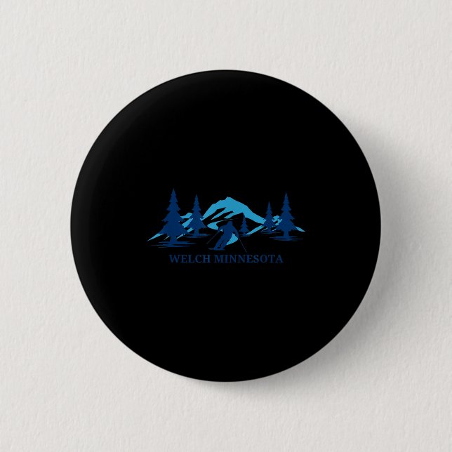Welch minnesota ski resort skiing skier  2 inch round button (Front)