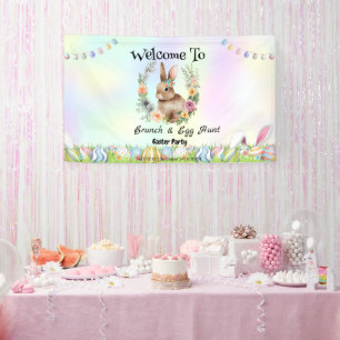 Welcom bunny hunting egg Happy Easter flower Party Banner