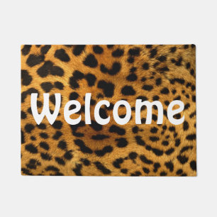 Welcome 18" x 24" Door Mat/Cheetah Print Doormat