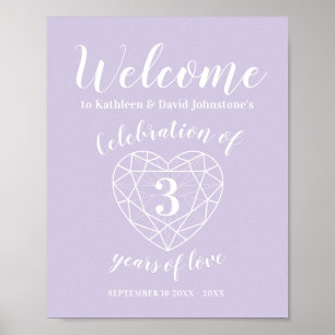 Welcome 3rd anniversary crystal heart custom poster