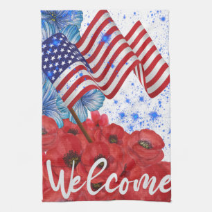 Welcome 4th of July   Kitchen Towel