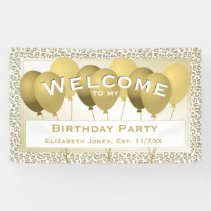 Welcome 65th Birthday Number Pattern   Gold/White Banner