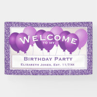 Welcome 65th Birthday Number Pattern | Purpe/White