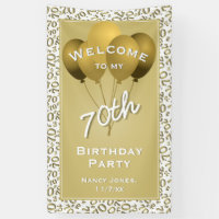Welcome 70th Party Gold/White Number Pattern