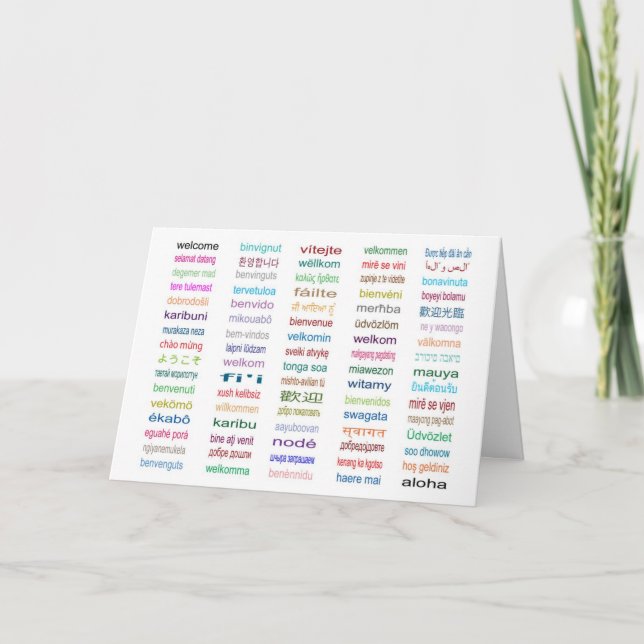 Welcome : 80 Languages Custom Card/White Card (Front)