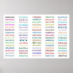 Welcome 80 Languages Poster - 5 sizes/White