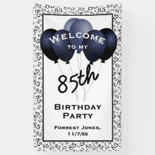 Welcome 85th Birthday Number Patten Black/White Banner