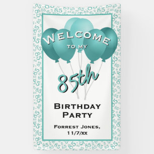 Welcome 85th Birthday Number Patten Teal/White Banner