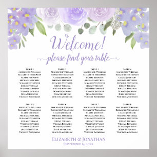 Welcome! 8 Table Lavender Roses Boho Seating Chart