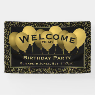 Welcome 95th Birthday Number Pattern   Black/Gold Banner
