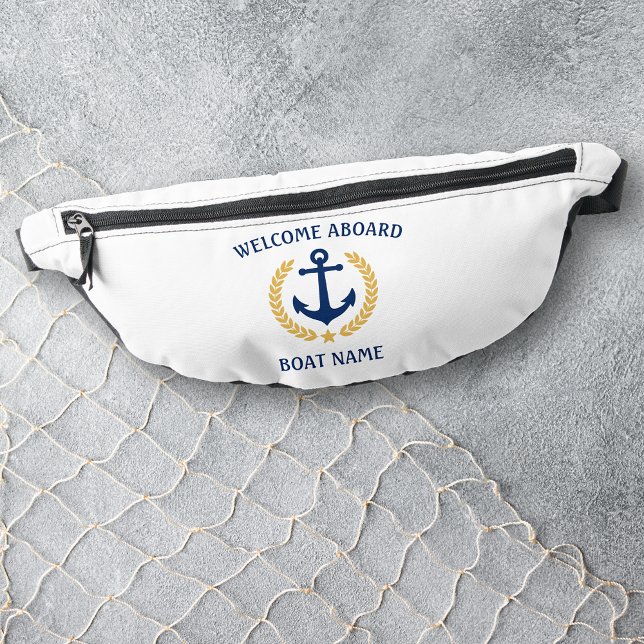 Welcome Aboard Boat Name Anchor Gold Laurel Star Fanny Pack (Creator Uploaded)