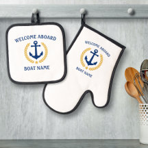 Welcome Aboard Boat Name Anchor Gold Laurel Star