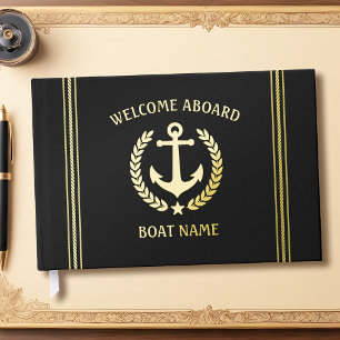 Welcome Aboard Boat Name Anchor Laurel Star  Guest Book