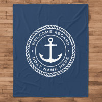 Welcome aboard boat name anchor rope border