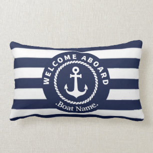Welcome Aboard. Boat Name.  Lumbar Pillow