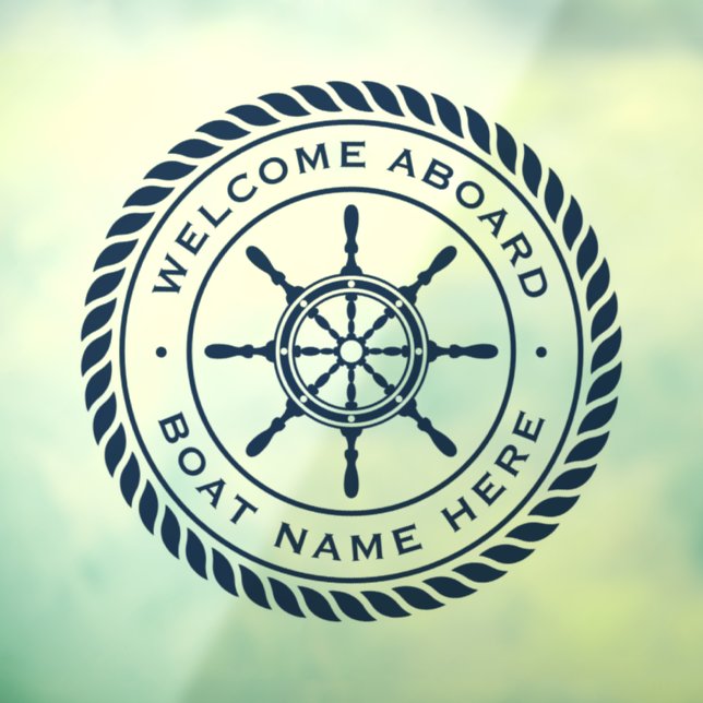 Welcome aboard boat name nautical ship's wheel window cling (Sheet 3)