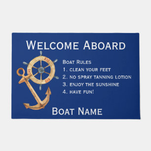 Welcome Aboard Boat Name Rules  Doormat