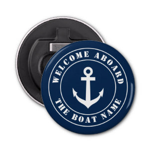 Welcome aboard custom boat name nautical beer bottle opener