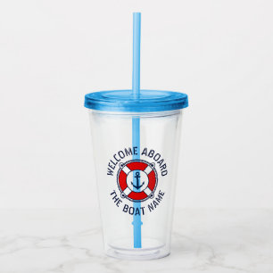 Welcome Aboard custom name boat acrylic tumbler
