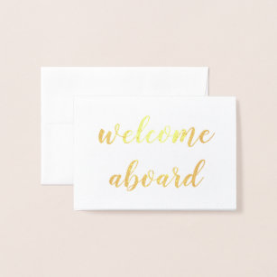 welcome aboard gold foil script foil card