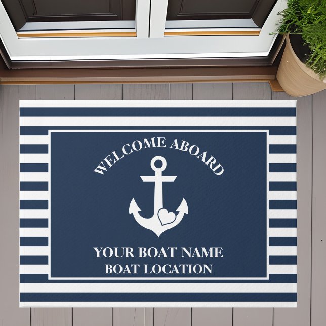 Welcome Aboard Nautical Boat Admirer Heart Anchor Doormat (Creator Uploaded)