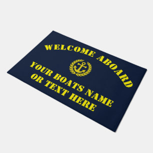 Welcome aboard nautical boat anchor doormat
