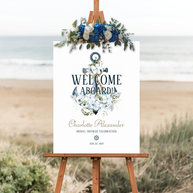 Welcome Aboard Nautical Bridal Shower Welcome Sign (Creator Uploaded)
