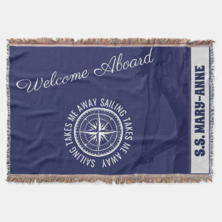 Welcome Aboard Nautical Custom Throw Blanket