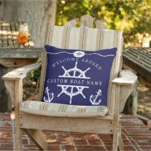 Welcome Aboard Nautical Navy Blue Boat anchor