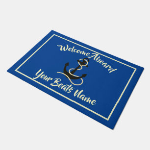 Welcome aboard nautical ships name anchor doormat
