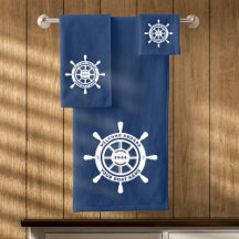 Welcome Aboard Navy Blue Custom Boat Name
