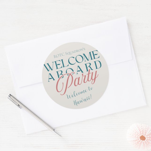 Welcome Aboard Party - Modern Military Kick-off Classic Round Sticker (Envelope)