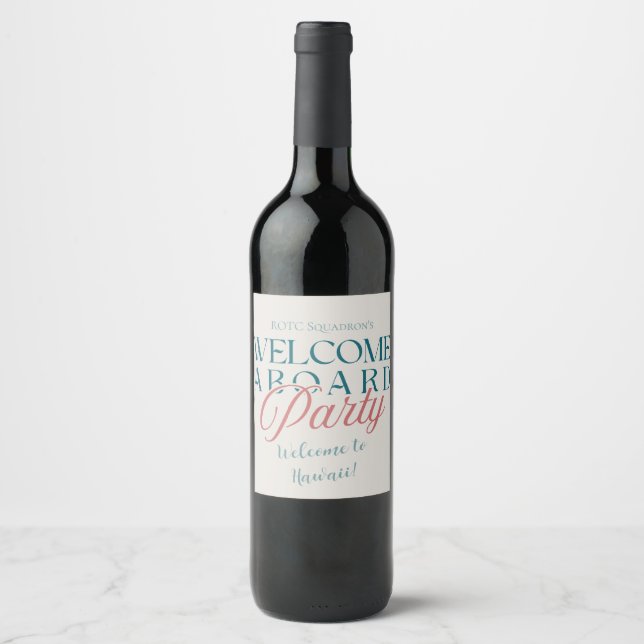 Welcome Aboard Party - Modern Military Kick-off Wine Label (Front)
