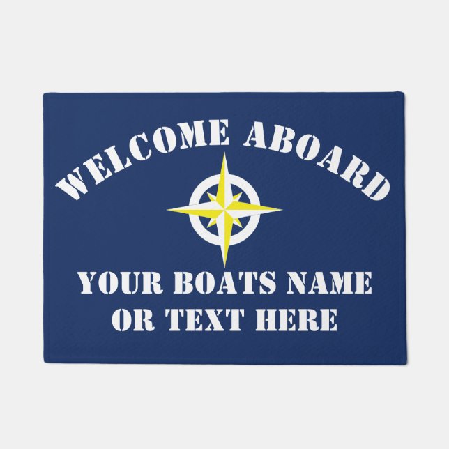 Welcome aboard sailing or motor boat doormat (Front)