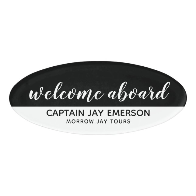 welcome aboard script name tag (Front)