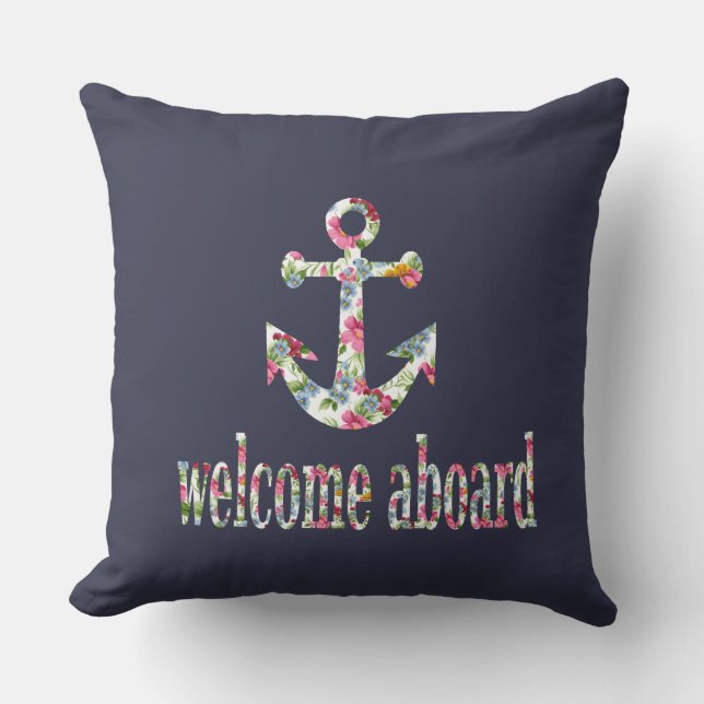 welcome aboard throw pillow (Front)