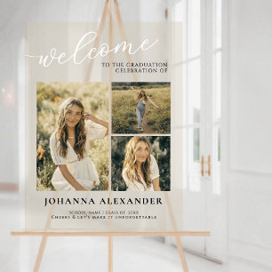 Welcome Acrylic Modern 3 Photos Graduation Sign