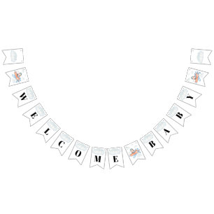 Welcome Airplane Baby Shower Penguin Bunting Flags